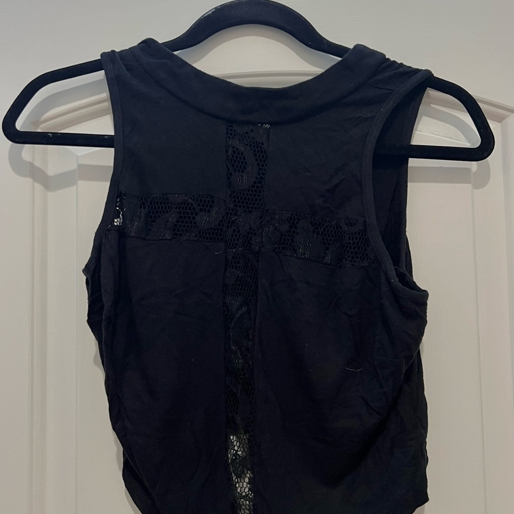Black Sleeveless Top with Lace Detail